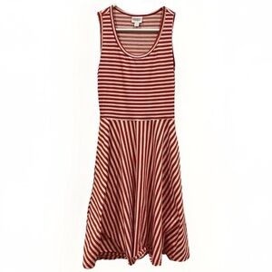 LulaRoe Red / White Striped NICKI Fit Flare Tank Dress Size XS